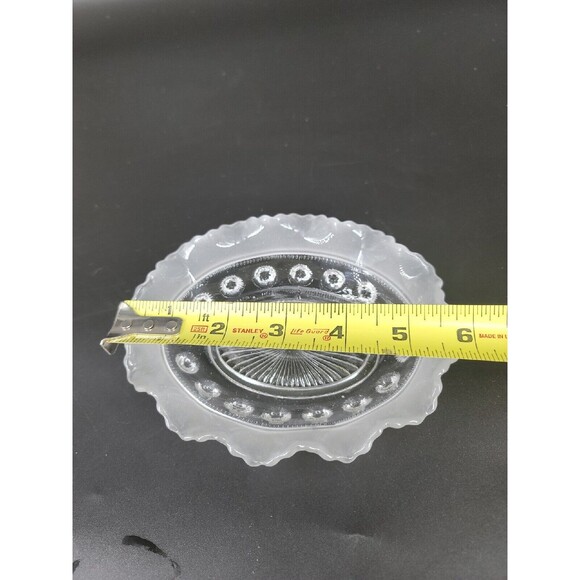 Vintage 1930's Davidson Dish Blackberry Prunt Clear Frosted Ruffled Oval England - Picture 3 of 12